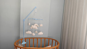 Boucle Baby Mobile: Celestial Moon, Cloud & Star Nursery Decor by Natural Baby Gift, Baby Blue #babyblue