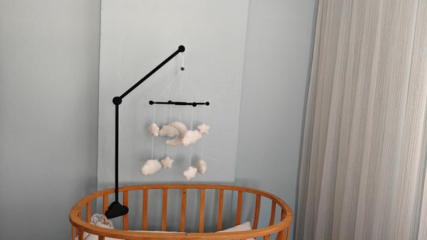 Boucle Baby Mobile: Celestial Moon, Cloud & Star Nursery Decor by Natural Baby Gift, Black #black