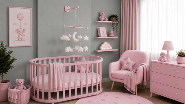 Adjustable Wooden Baby Mobile Arm: Wall Hanging Decor by Natural Baby Gift, Baby Pink #babypink
