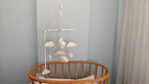 Boucle Baby Mobile: Celestial Moon, Cloud & Star Nursery Decor by Natural Baby Gift, White #white