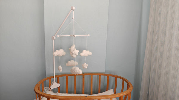 Boucle Baby Mobile: Celestial Moon, Cloud & Star Nursery Decor by Natural Baby Gift, White #white