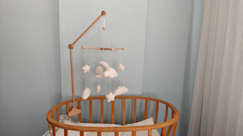 Boucle Baby Mobile: Celestial Moon, Cloud & Star Nursery Decor by Natural Baby Gift, Natural #natural
