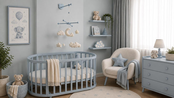 Adjustable Wooden Baby Mobile Arm: Wall Hanging Decor by Natural Baby Gift, Baby Blue #babyblue