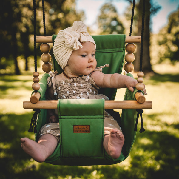 Sweet Swinging Premium Outdoor High Back Baby Toddler Swing Sage