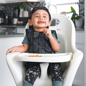 Pineapple monochrome bapron for babies, stylish and practical, shown at angle 8.