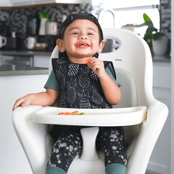 Pineapple monochrome bapron for babies, stylish and practical, shown at angle 8.