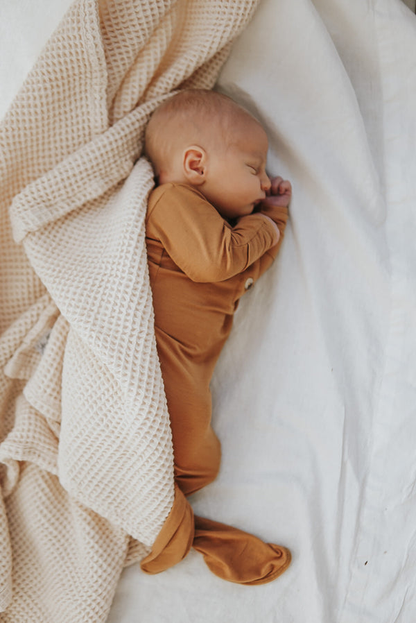 Knotted Baby Gown & Hat Set - Camel Brown (Newborn-3 months)