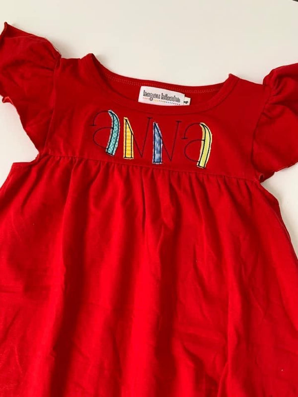 Flutter Sleeve Dress - Red