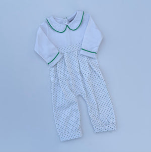 Long Sleeve Bitty Dot Knit Romper - RED & GREEN