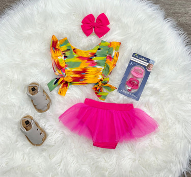 Color Splash Tutu Set for babies - vibrant dress with colorful layers, perfect for special occasions and playtime.