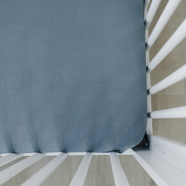 Dusty Blue Bamboo Stretch Crib Sheet - MOOGCO Baby