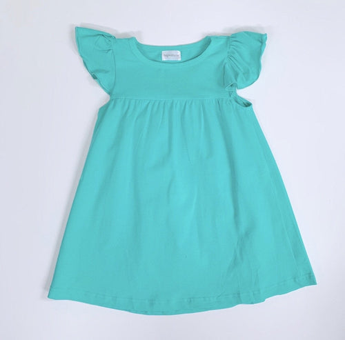 Flutter Sleeve Dress—Aqua
