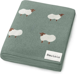 Sheep Knit Receiving Baby Blanket