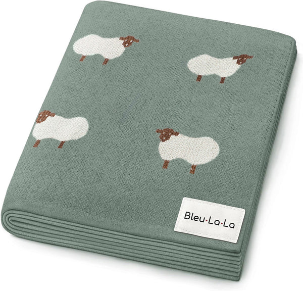 Sheep Knit Receiving Baby Blanket