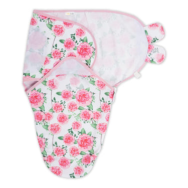 Organic baby sleep swaddle in floral design, perfect for cozy and safe sleep. Live Life In Full Bloom collection.