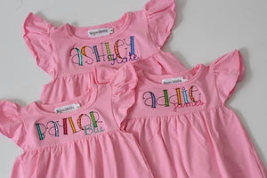 Flutter Sleeve Dress—Pink