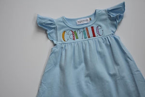 Flutter Sleeve Dress—Baby Blue
