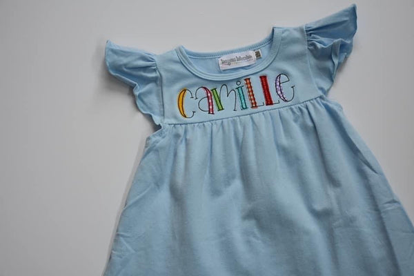 Flutter Sleeve Dress—Baby Blue