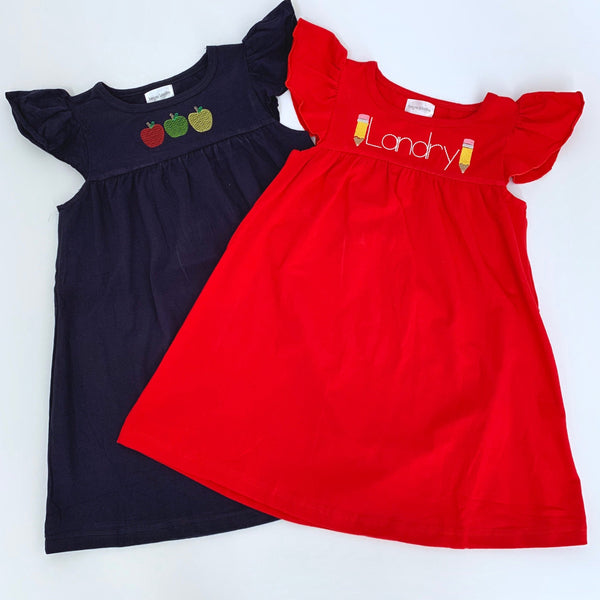 Flutter Sleeve Dress - Red