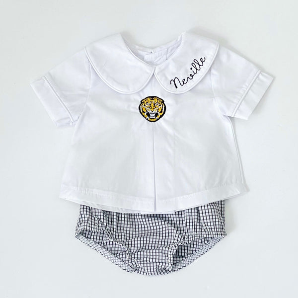 Pleated Peter Pan Diaper Shirt - Boy