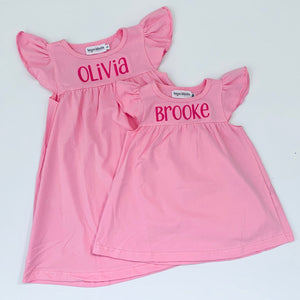 Flutter Sleeve Dress—Pink