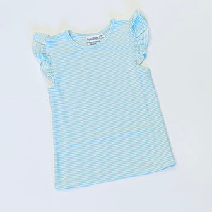 Knit Stripe Flutter Sleeve Shirt