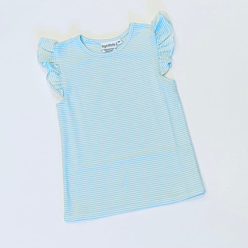 Knit Stripe Flutter Sleeve Shirt