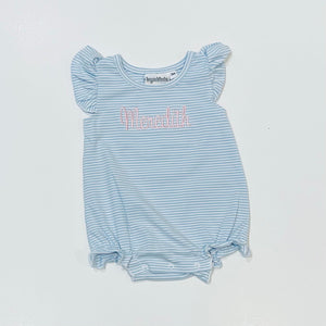 Knit Stripe Flutter Sleeve Bubble
