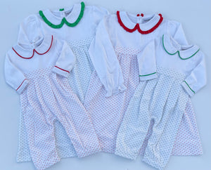 Long Sleeve Bitty Dot Knit Dress - RED & GREEN