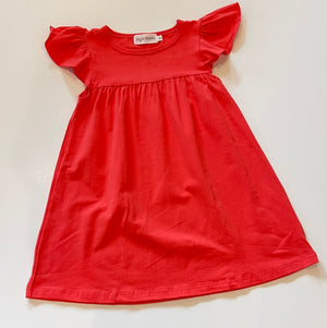 Flutter Sleeve Dress—Coral