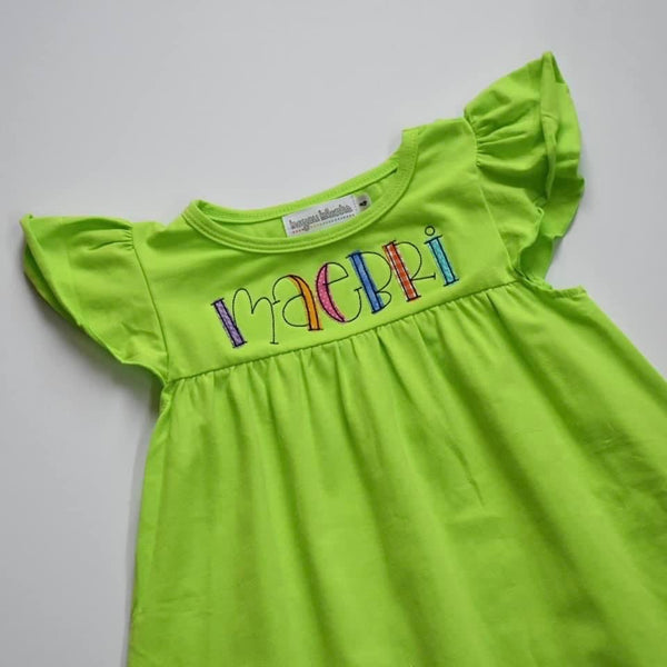 Flutter Sleeve Dress—Lime