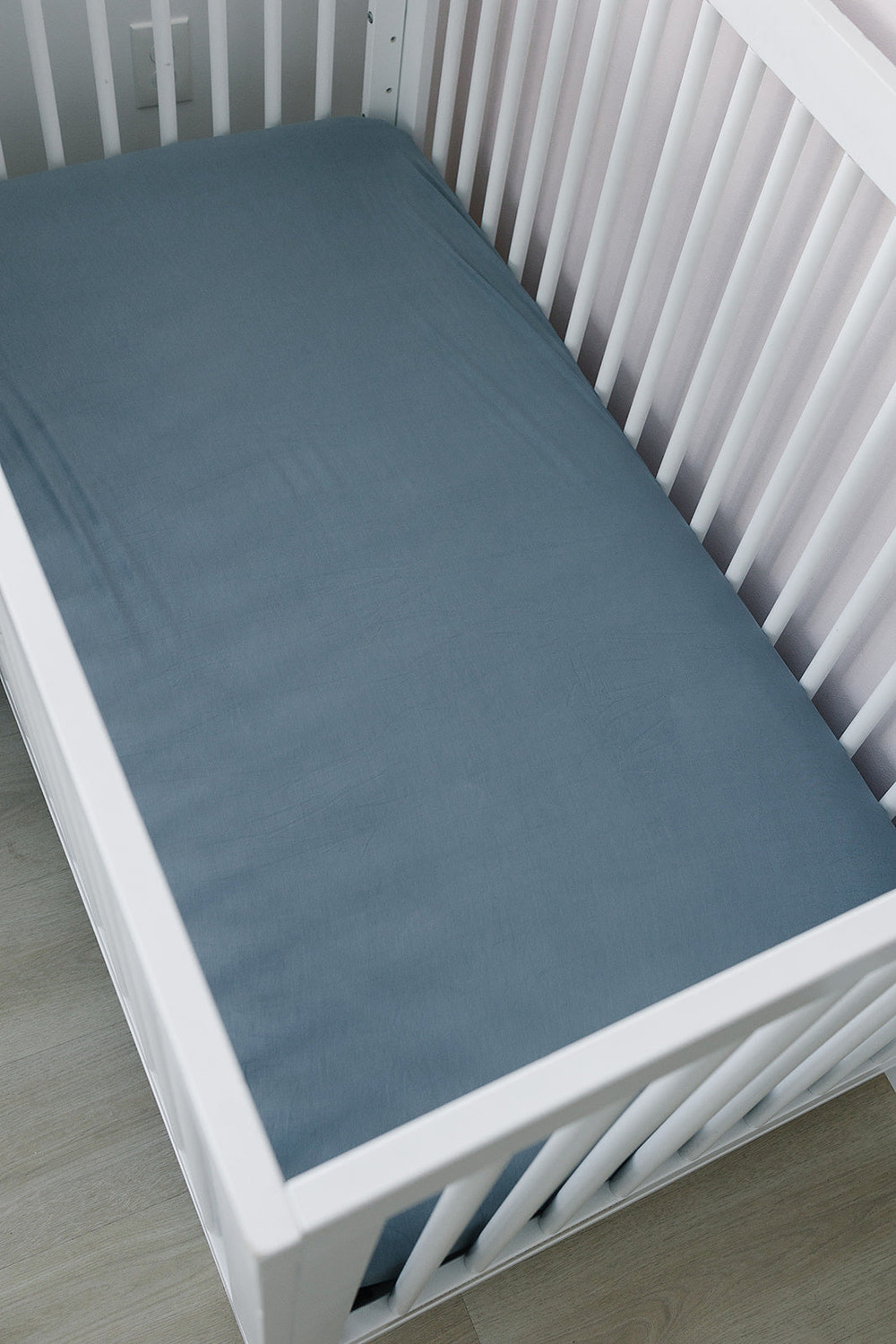 Dusty Blue Bamboo Stretch Crib Sheet - MOOGCO Baby