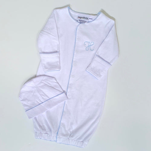 Picot Trim Gown with Hidden Snaps