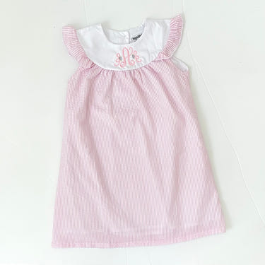 Seersucker Flutter Sleeve Dress - Pink