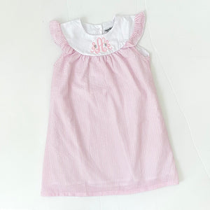 Seersucker Flutter Sleeve Dress - Pink