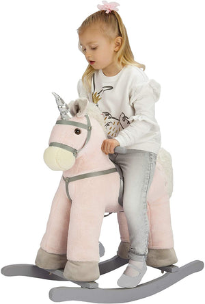 Pink JOON Rocking Horse Unicorn with stars, viewed from angle 3, perfect for imaginative play.