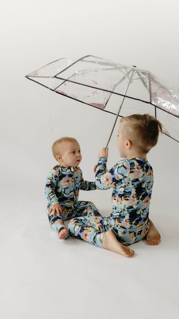 Bamboo two-piece pajamas in Charli print for babies, perfect for comfortable sleep.