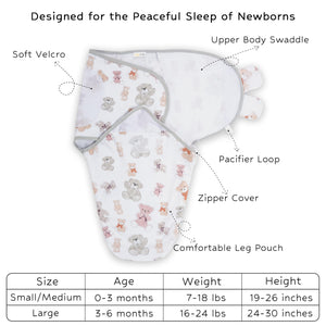 Bear Hugs Baby Sleep Swaddle 100% Organic Cotton