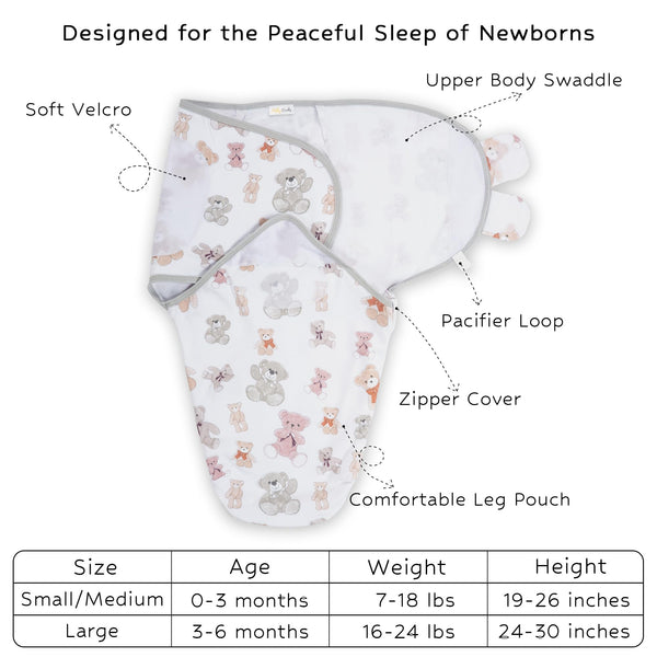 Bear Hugs Baby Sleep Swaddle 100% Organic Cotton