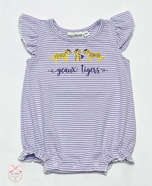 Knit Stripe Flutter Sleeve Bubble
