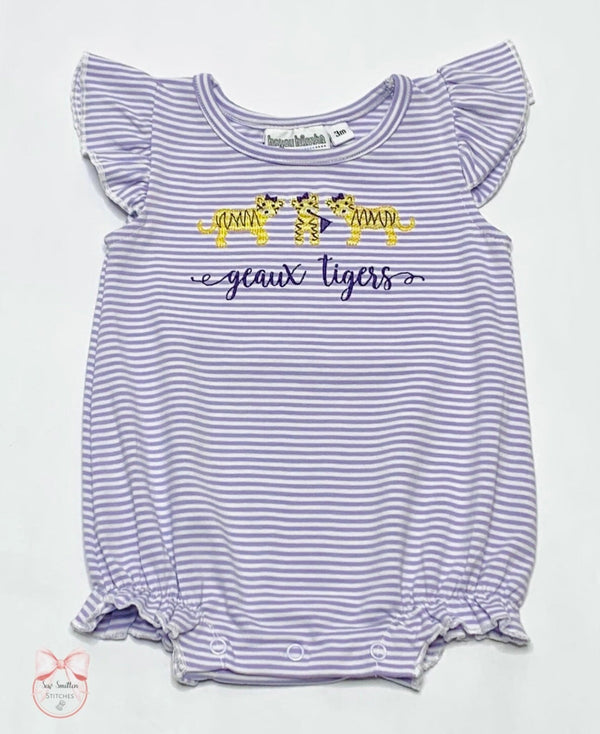 Knit Stripe Flutter Sleeve Bubble