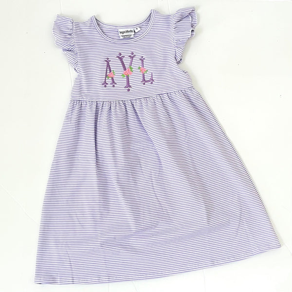 Knit Stripe Flutter Sleeve Dress