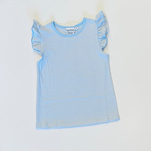 Knit Stripe Flutter Sleeve Shirt