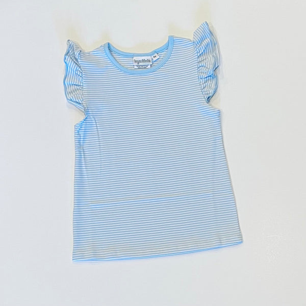 Knit Stripe Flutter Sleeve Shirt