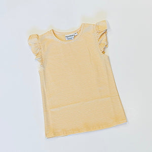 Knit Stripe Flutter Sleeve Shirt