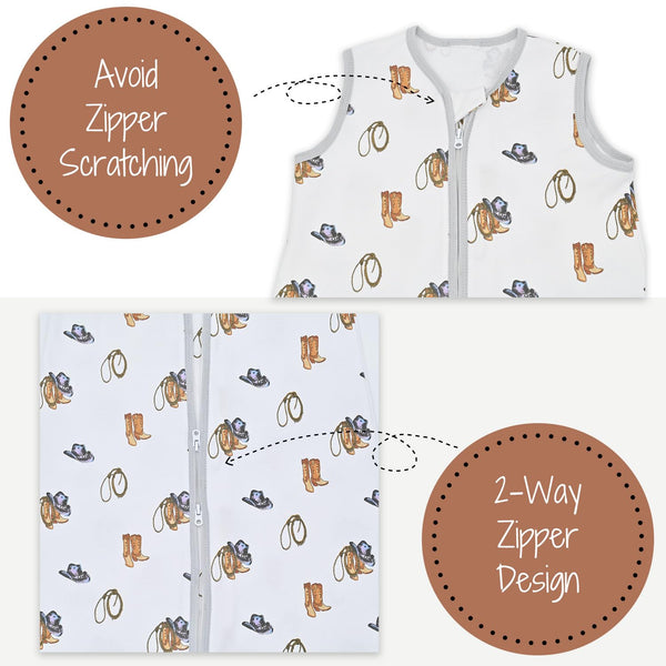 Life Is Better In Boots Baby Sleep Sack, 100% Organic Cotton