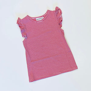 Knit Stripe Flutter Sleeve Shirt