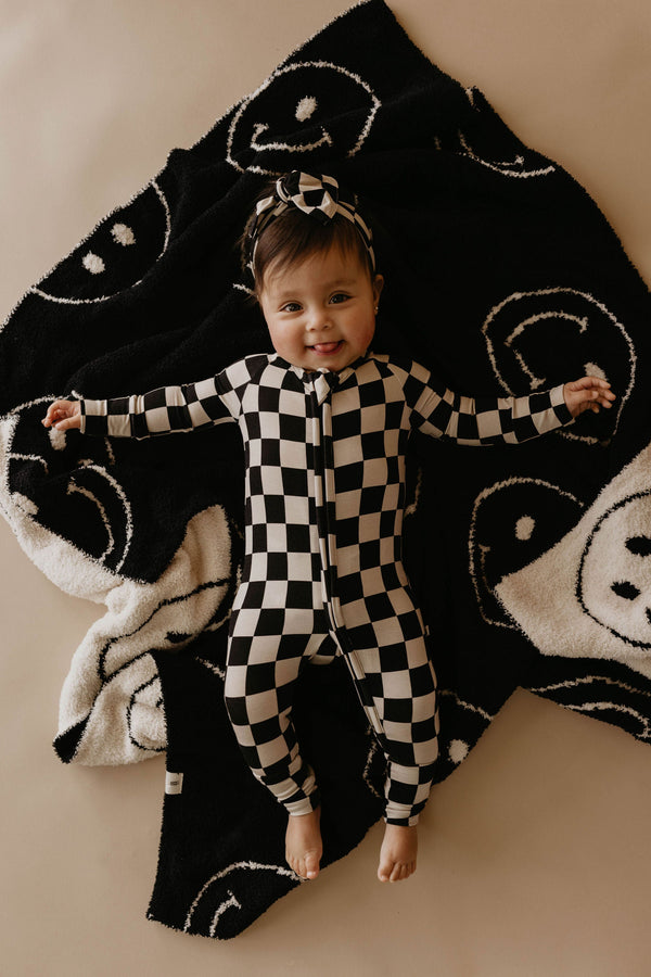 Plush Blanket  | Just Smile Black & White