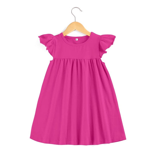 Flutter Sleeve Dress—Hot Pink