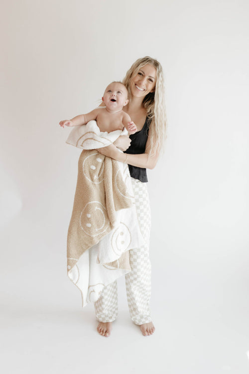 Soft Plush Blanket by Just Smile, perfect for swaddling your baby in comfort and warmth. Angle 8 view.